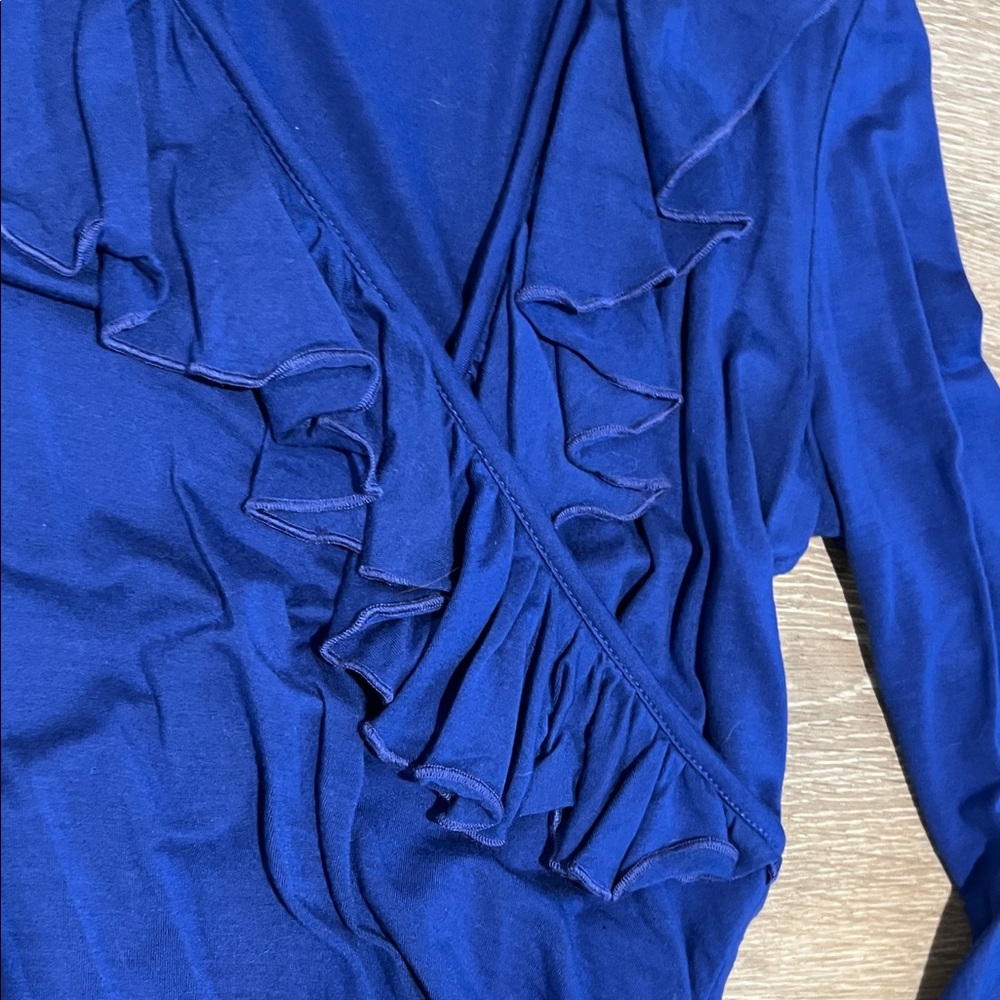 Joseph Ribkoff Royal Blue Ruffled Blouse - Picture 3 of 3